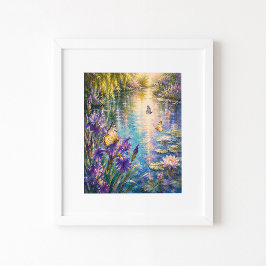 Jardim de Borboletas Impressão de Arte em Aquarela