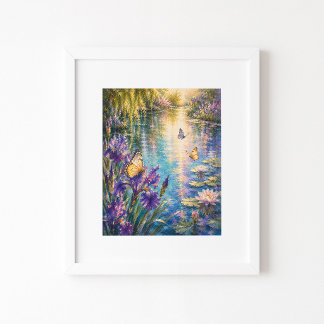 Jardim de Borboletas Impressão de Arte em Aquarela