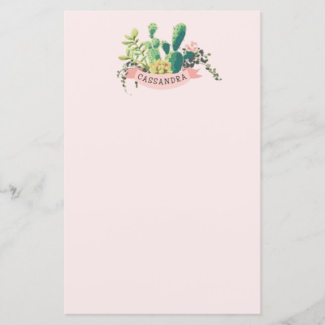 Jardim de Cactus Desert | Papel de Carta Personali (Frente)