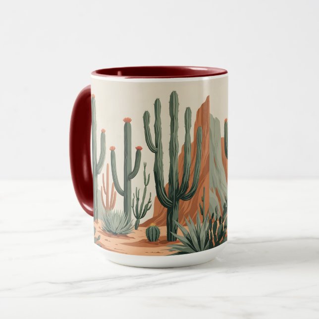 Jardim de Cactus do Deserto | Caneca de Café do Su (Frente Esquerda)