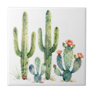 Jardim de Cactus do Deserto em Aquarela