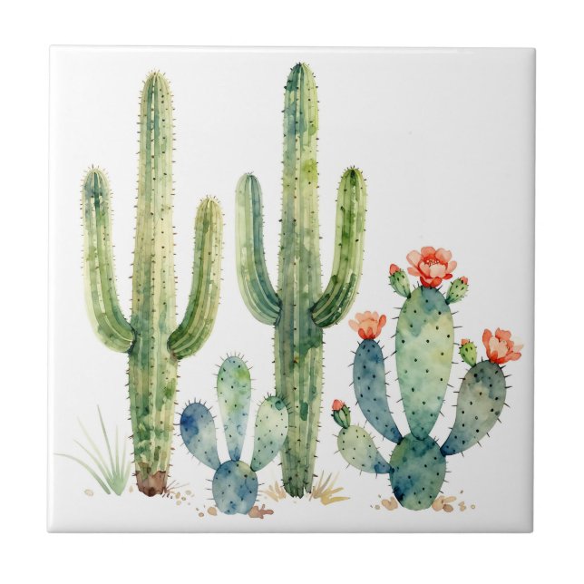 Jardim de Cactus do Deserto em Aquarela (Frente)