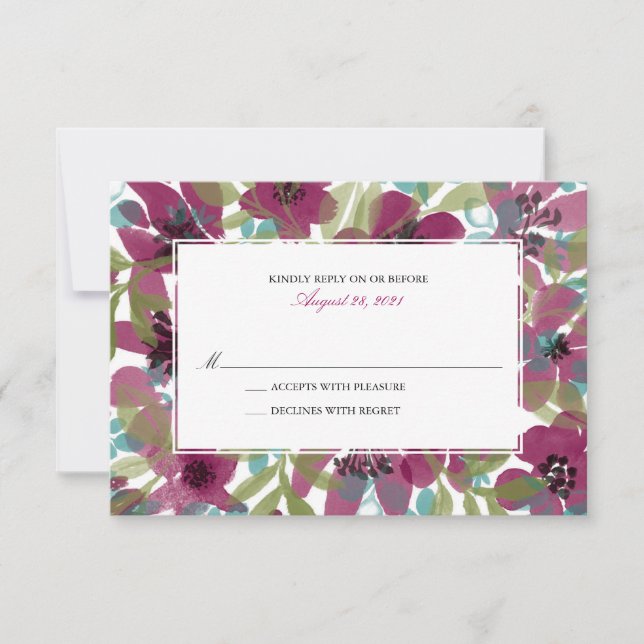 Jardim de Flor de Aquarela Elegante | RSVP de Casa (Frente)