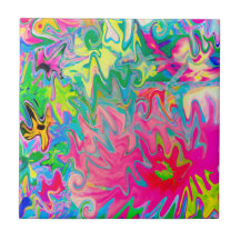 Jardim de Flores Coloridas Colagem Abstrata