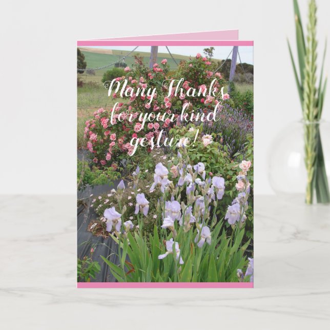 Jardim de Flores de Rosa cartão de agradecimento f (Frente)