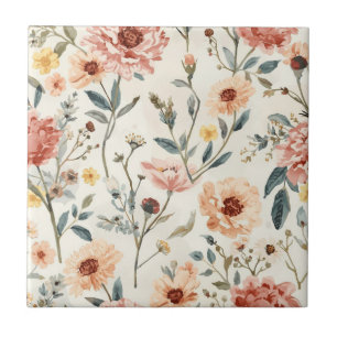 Jardim de Flores Silvestres Aquarela Floral de Pês