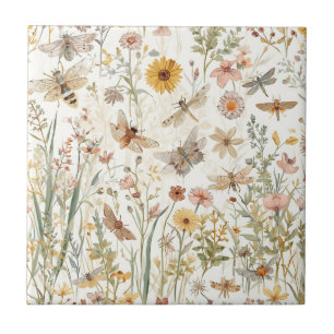 Jardim de Flores Silvestres Borboletas Botânicas F
