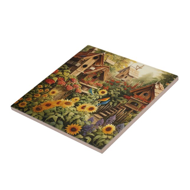 Jardim de Girassol 13 Casas de Aves Azuis (Lateral)