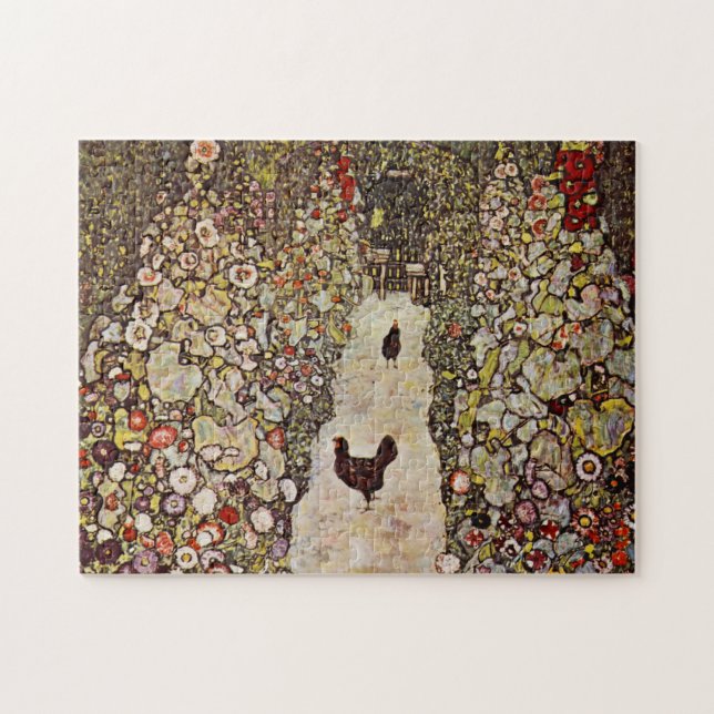 Jardim de Klimt com quebra-cabeça dos galos (Horizontal)