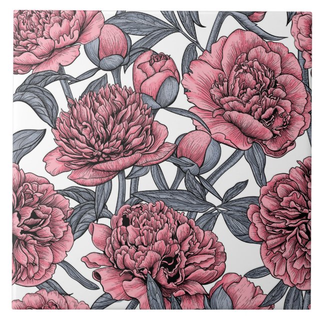 Jardim de peônias rosa (Frente)