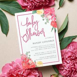 Jardim de Peony Convite para Chá de fraldas