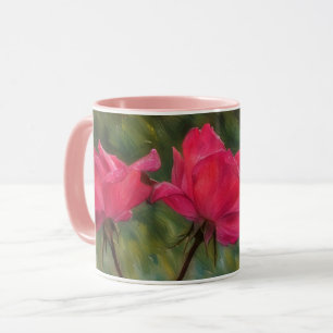 Jardim de Rosas Cor-de-Rosa Arte Caneca de Xícara