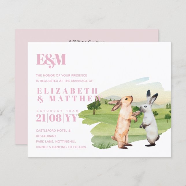 Jardim do País Casal de Casamento de Coelhos (Frente/Verso)