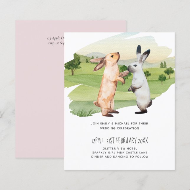 Jardim do País Casal de Casamento de Coelhos (Frente/Verso)