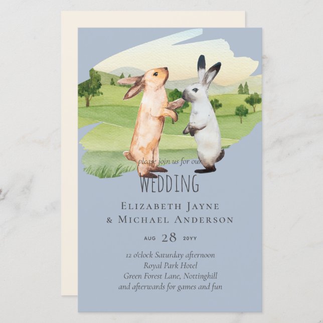 Jardim do País Casal de Casamento de Coelhos (Frente/Verso)