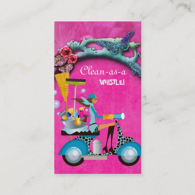 Jardim do rosa da menina do patinete do cartão de (Frente)