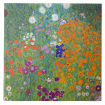 Jardim Flor Gustav Klimt Fine Art<br><div class="desc">Azulejo cerâmico com pintura de óleo de arte por Gustav Klimt (1862-1918), Jardim Flor (c. 1906) ou Jardim Bauerngarten. Uma representação colorida de petúnias, radares e outras flores no jardim.</div>