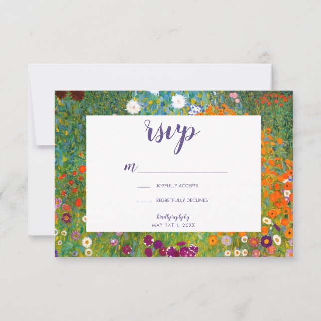 Jardim Flor por Gustav Klimt Floral RSVP (Frente)