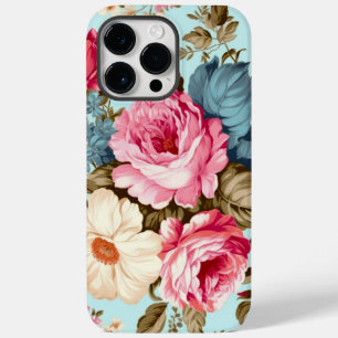 Jardim Floral Azul-Rosa Vintage