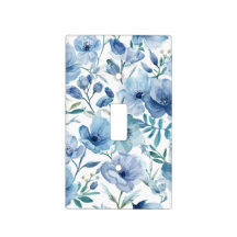 Jardim Floral Botânico Azul em Aquarela