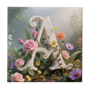 Jardim Floral Branco com Monograma da Letra A