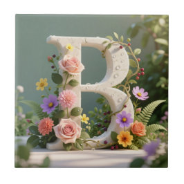 Jardim Floral Branco com Monograma da Letra B