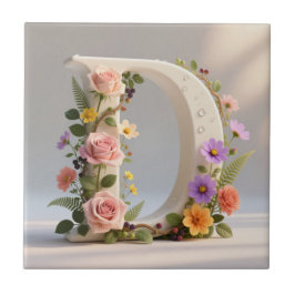 Jardim Floral Branco Monograma Letra D