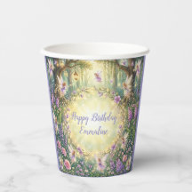 Jardim Floral de Fadas Roxo Aniversário
