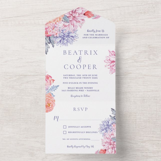 Jardim Floral de Flores em Aquarela Casamento (Interno)
