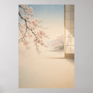Jardim Japonês de Sakura Poster de Arte de Parede