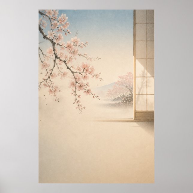 Jardim Japonês de Sakura Poster de Arte de Parede  (Frente)
