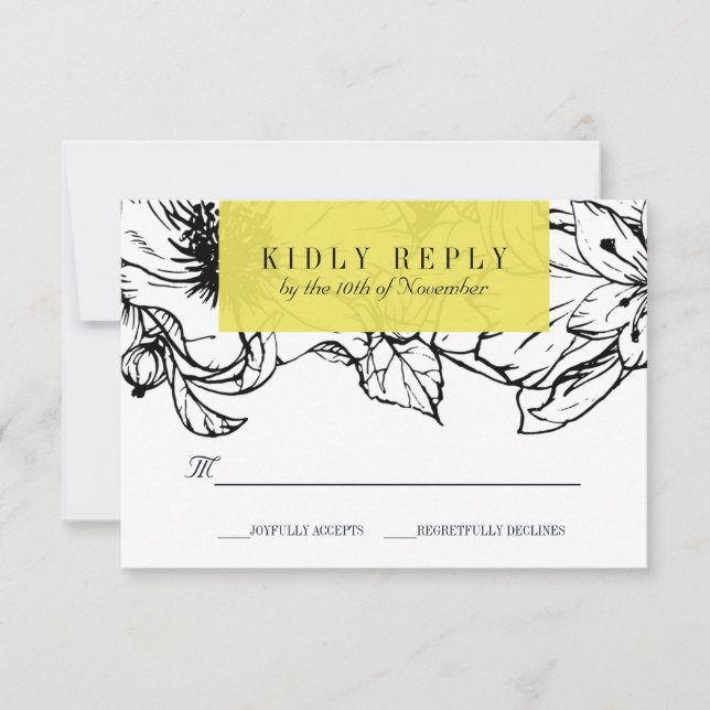 Jardim Moderno | Amarelo | RSVP de Casamento Flora (Frente)