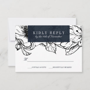 Jardim Moderno Azul RSVP de Casamento Floral