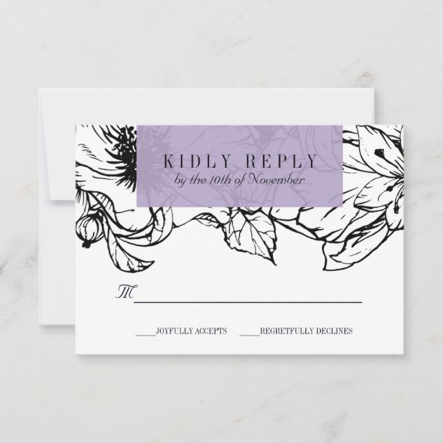 Jardim Moderno | LAVANDA | RSVP de Casamento Flora (Frente)