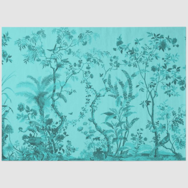 Jardim Tropical e Papel de Decoupage de Aves (Frente )