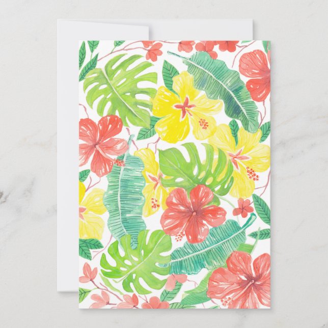 Jardim tropical, hibiscus plumeria e palmeiras (Frente)