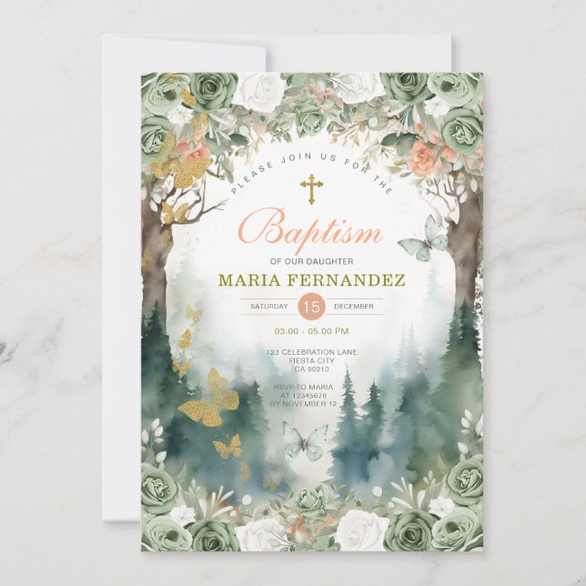 Jardim Verde Flores do Batismo Convite (Frente)