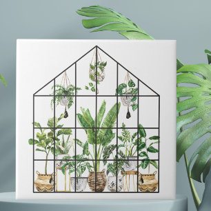 Jardinagem de Plantas de Casa Tropicais em Aquarel