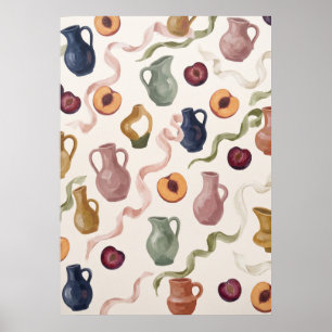 Jarras de Cerâmica Coloridas Poster de Cozinha Pês
