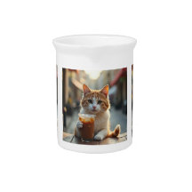 Gato Bebendo Café Em Uma Rua