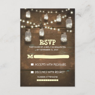 jars-pedreiro-rústico e cartões RSVP de casamento 