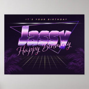 Jassy Name Vorname lila retro Poster Geburtstag