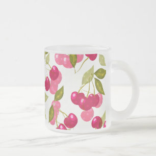 Jateado Caneca de café de vidro fosco cereja madura