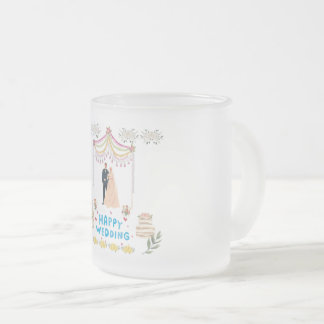 Jateado Caneca de Café de Vidro Fosco Feliz Casamento – Ro