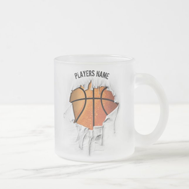 Jateado Caneca de Café em Vidro Fosco de Basquete Rasgado (Direita)