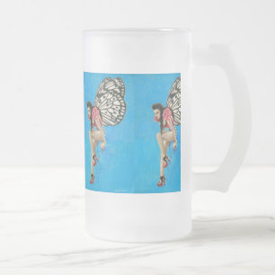 Jateado Caneca de cerveja de vidro de Fosco de Fada Rockab