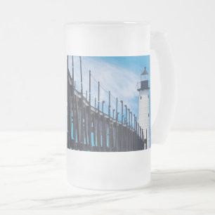 Jateado Caneca de cerveja de vidro fosco Along Manistee
