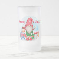 Caneca de cerveja de vidro fosco com gnomo de Nata
