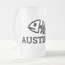 Jateado Caneca de cerveja de vidro fosco Fishbones