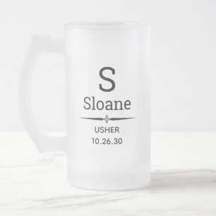 Jateado Caneca de Cerveja de Vidro Fosco Monogramada para